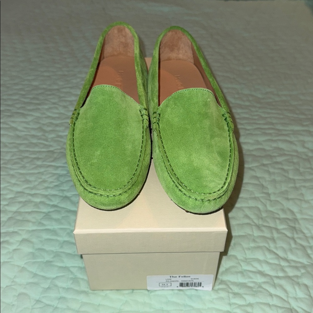 M. Gemi Felize Lime Suede Driving Shoes | Women’s size 38.5 NWT